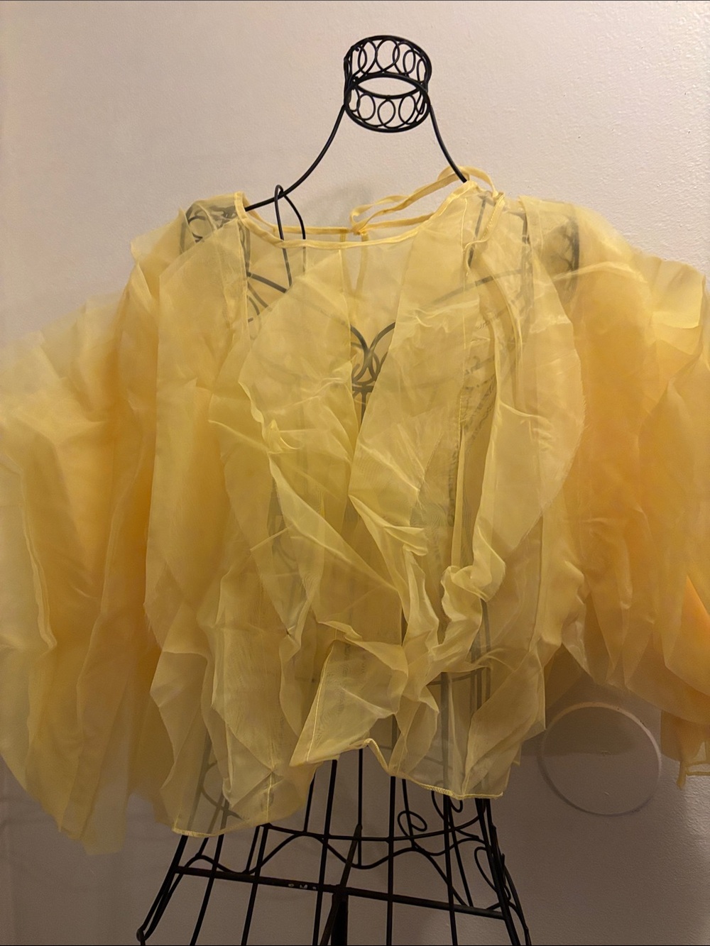 Sheer Ruffle Yellow Women’s Top